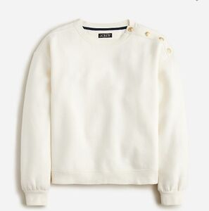 Heritage fleece cropped sweatshirt with buttons Cream